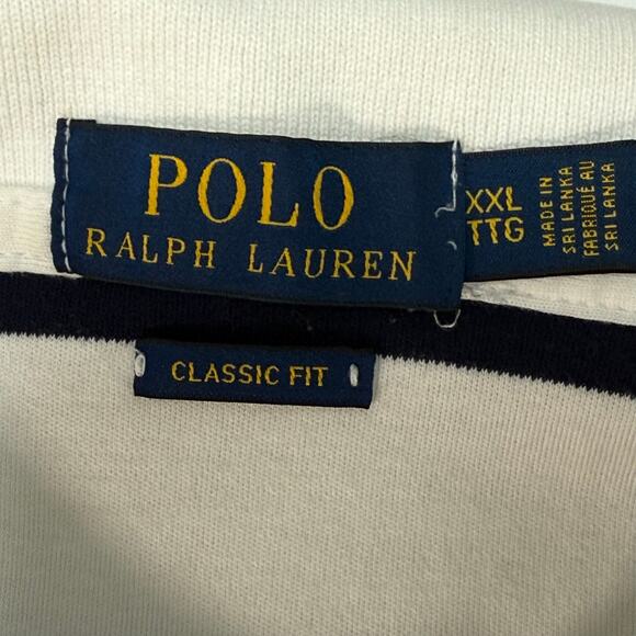 Polo Ralph Lauren Men’s XXL Classic Fit Navy White Stripe Polo Shirt - Picture 3 of 6